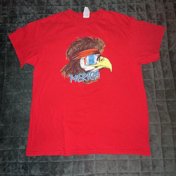 Delta Other - America Shirt Red Bald Eagle Rocking a‎ Mullet Sunglasses USA Merica - Large